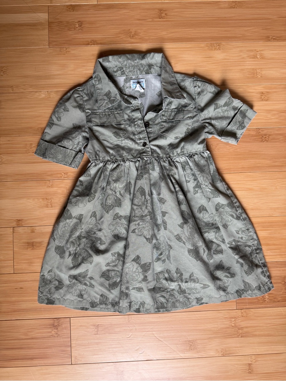 Old navy Girls' Floral Shirtwaist Dress - Gray